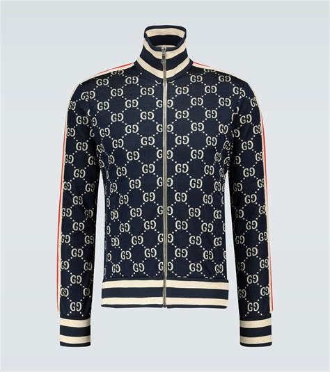 gucci gg jacquard zipped jacket - blue - casual jackets